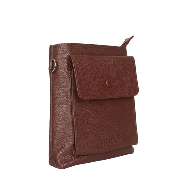 Leather Brown Crossbody Shoulder Bag for Men & Women –Sling Bag for Daily Use - Picture 6 of 10